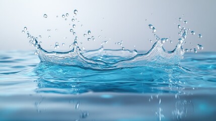 Water splash creating dynamic ripples in a serene blue pool, showcasing motion and tranquility