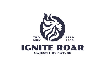 ignite roar lion fire flame logo design template