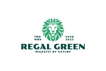 luxury lion leaf logo design template