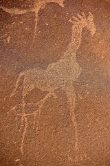 Rock engraving of a giraffe, Twyfelfontein, Unesco World Heritage Site, Kunene Region, Namibia, Africa