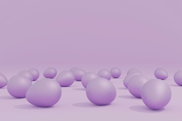 Many pink Easter eggs on a pink background, modern Easter background, 3d rendering