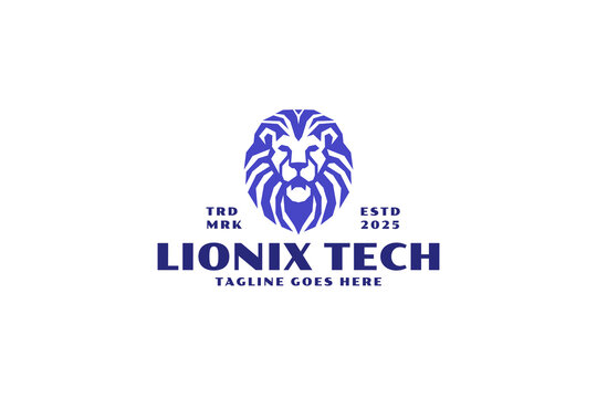 lion head logo technology. logo design inspiration
