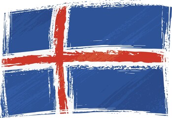 Iceland national flag created in grunge style