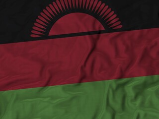Closeup of Ruffled Malawi flag, Fabric Ruffled Flag Background