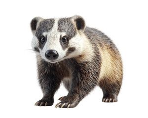 Fototapeta premium Baby badger is standing on transparent background