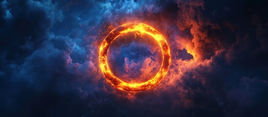 Fototapeta premium Fiery Ring in a Stormy Sky: A Celestial Enigma