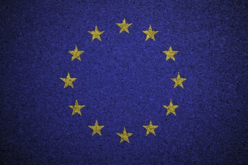 The European Union Flag painted on a cork board