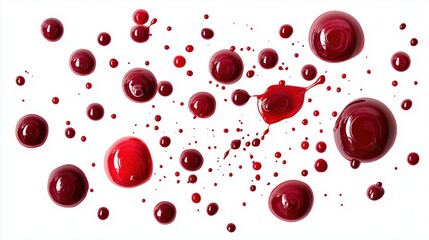 Dynamic Red Liquid Droplets Studio High-Quality Image Isolated Background Close-Up Artistic Expression