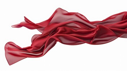 Fototapeta premium Elegant red silk fabric captured in mid-air, creating a sense of movement, AI generated