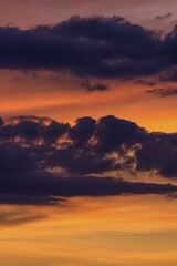 Clouds at the red evening sky after sunset, Germany, Europe