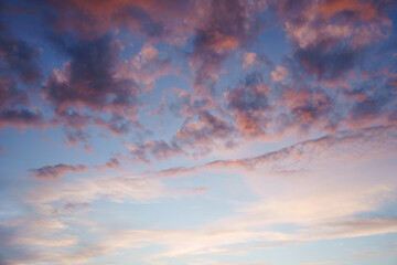 Fototapeta premium Purple clouds in the sky. Fantasy. The magic of sunset. Romance. Universal photo.