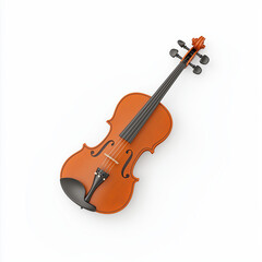 Fototapeta premium A violin, musical instrument element, ultra-detailed 3D illustration, bow included, isolated on white background