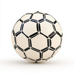 Fototapeta premium A classic soccer ball, sports equipment element, hyper-realistic 3D rendering, black and white hexagon pattern, isolated on white background