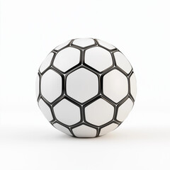 Fototapeta premium A classic soccer ball, sports equipment element, hyper-realistic 3D rendering, black and white hexagon pattern, isolated on white background