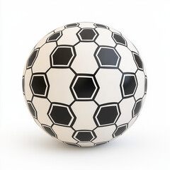 Obraz premium A classic soccer ball, sports equipment element, hyper-realistic 3D rendering, black and white hexagon pattern, isolated on white background