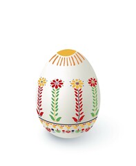 Floral motif painted Easter egg over white background, vector illustration