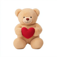 Obraz premium A teddy bear holding a heart, Valentine’s Day plush toy, vector illustration, cute and adorable, isolated on white background