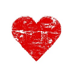 Red abstract love symbol on white background