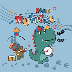 Fototapeta premium Adorable animals marching in a colorful music parade with instruments in a cheerful vector design 