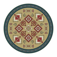 Traditional Georgian round decorative element, isolated vector over white background