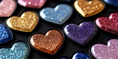 Fototapeta premium Sparkling Glitter Heart Collection Valentine's Day Crafts