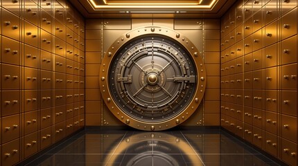 Secured Wealth: Inside a Bank Vault Filled with Money and Gold