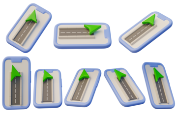 3d illustration mobile phone street gps directions transparent background, 3d rendering