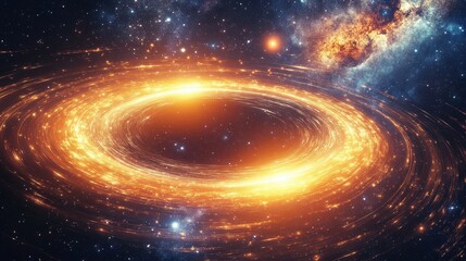 A luminous wormhole tearing through space, surrounded by glowing energy fields and distant stars.