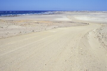 Gravel road bad road in Namibia
