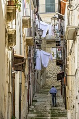 Narrow alleyway with stairs, Old Town, Campobasso, Molise, Italy, Europe