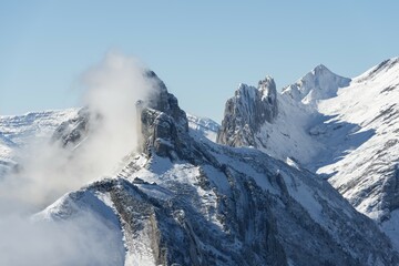 A cloud hanging next to Staubernkanzel mountain, 1860m, Kreuzberge mountains at the back, canton of...