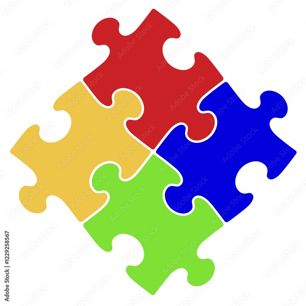 Canvas Prints artistic abstract symbol of four interconnecting puzzle pieces