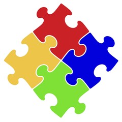 Obraz premium Artistic abstract symbol of four interconnecting puzzle pieces