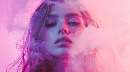 Moody fashion portrait with smoke effect