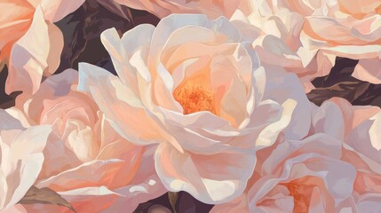 Close-up of a group of pink and white roses. the roses are in full bloom, with their petals spread out in a fan-like shape.