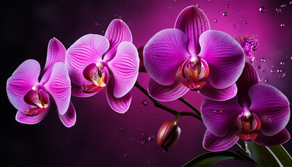 Fuchsia Magenta Orchid Bloom Velvet Elegance Bold floral splash dramatic contrast luxurious stain