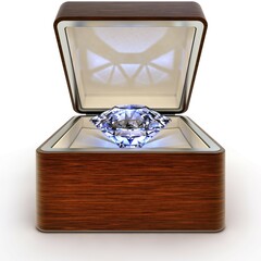 high resolution 3D rendering of a diamond in a box