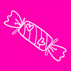 Simple illustrated outline of Valentine's Day candies. | Design a basic coloring book, activity book, or Create simple coloring pages, activity books, or other graphic decorations.
