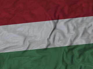 Closeup of Ruffled Hungary flag, Fabric Ruffled Flag Background