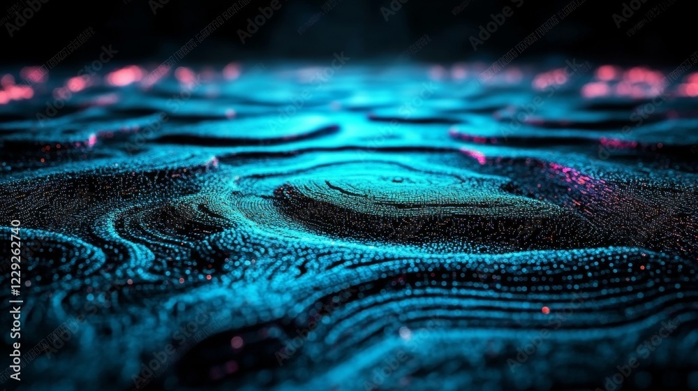 Poster wave 3d. abstract data visualization with complexity in visual information. the plexus effect highli