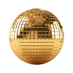 golden disco ball isolated on white or transparent png