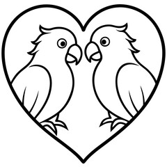 Modern Lovebirds Line Art Aesthetic