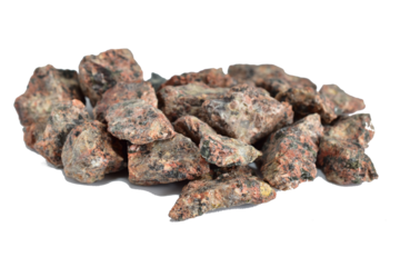 Small pebbles of granite rock lie on a PNG background.