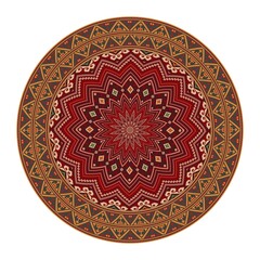 Traditional Georgian round decorative element, isolated vector over white background