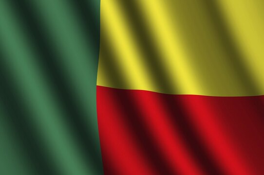 The Benin flag flying in the wind
