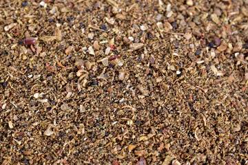 Spice. Dry, ground spice for pilaf on a white background.