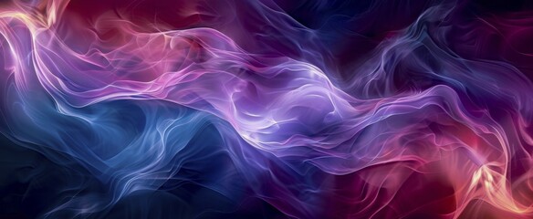 Fototapeta premium Digital art featuring abstract flowing neon waves in various colors creating a dynamic visual effect, AI generated