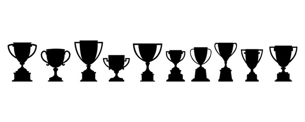 Trophy silhouette. Trophy cup icon. Champion Cup winner trophy award. Cup trophy silhouette on a white background.