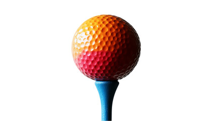 Close Up of a Colorful Golf Ball on a Blue Tee Against a Black B