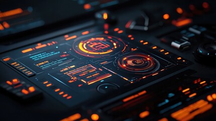 Obraz premium Futuristic cybersecurity & ai security digital workspace hub